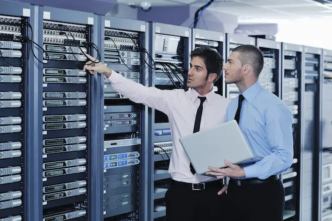 IT workers in a server room