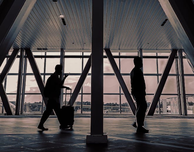 Travellors at an airport
