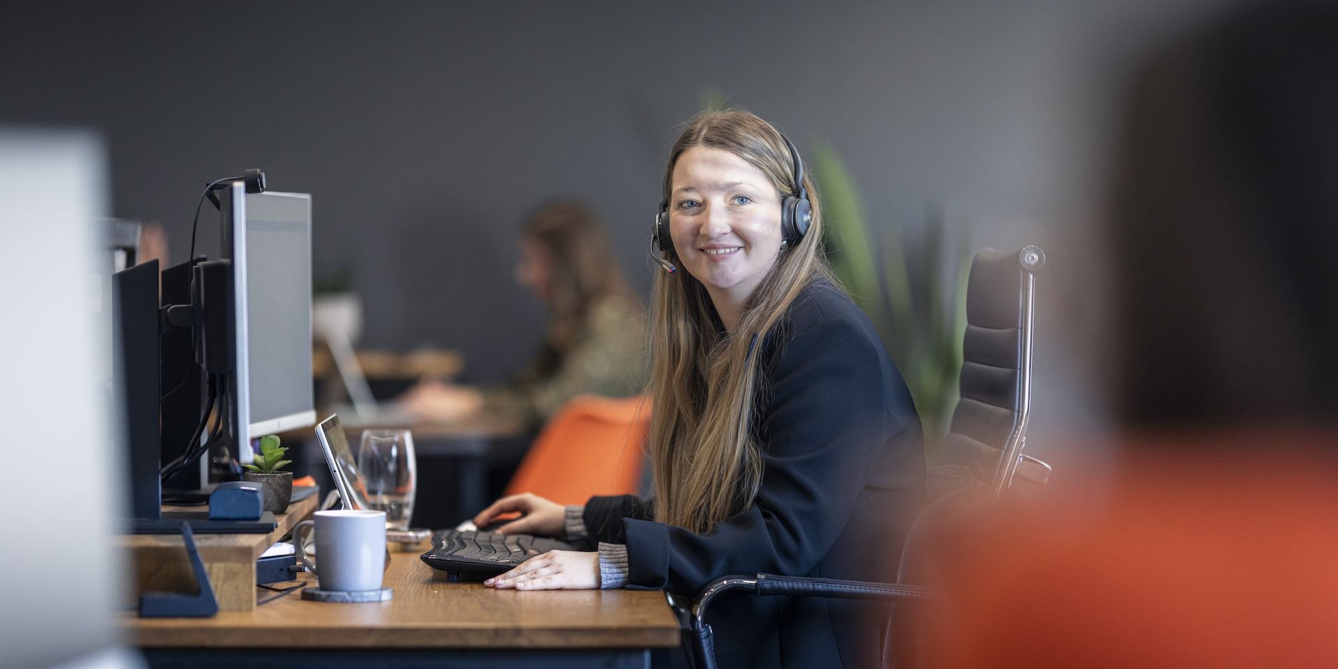 Customer service agent on phone
