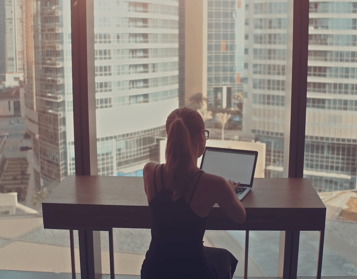 Woman working on laptop